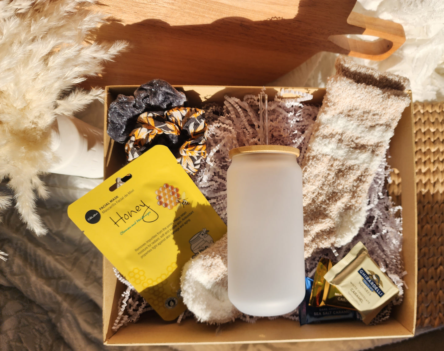 Everything Cozy Gift Basket with 18oz Frosted Beer Glass