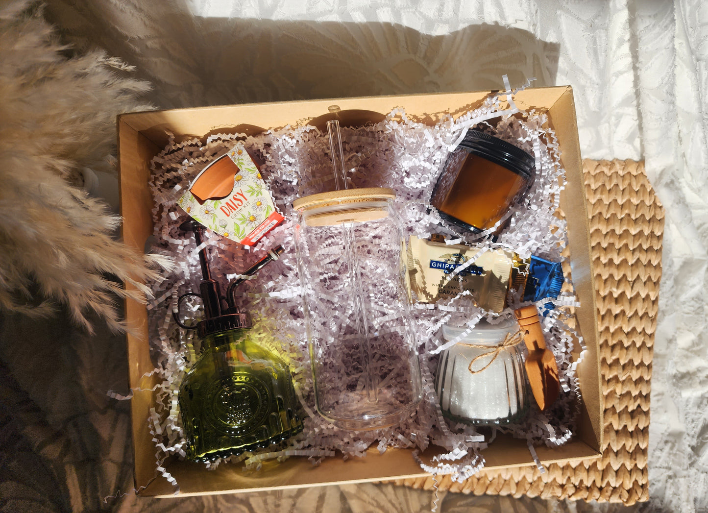 Bloom & Relax Gift Basket with 18oz Clear Beer Glass