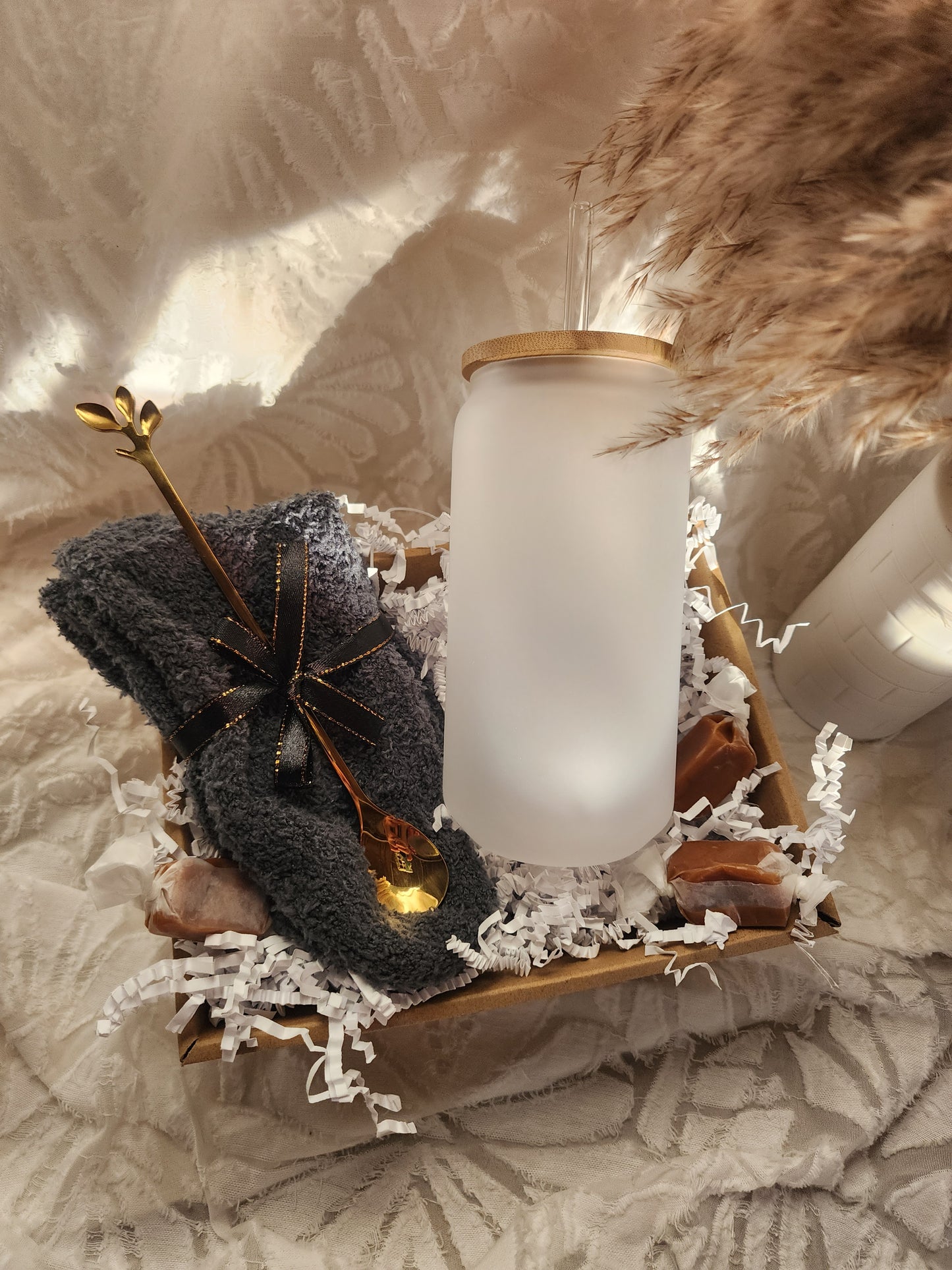 Cup of Cozy Gift Basket with 18oz Frosted Beer Glass