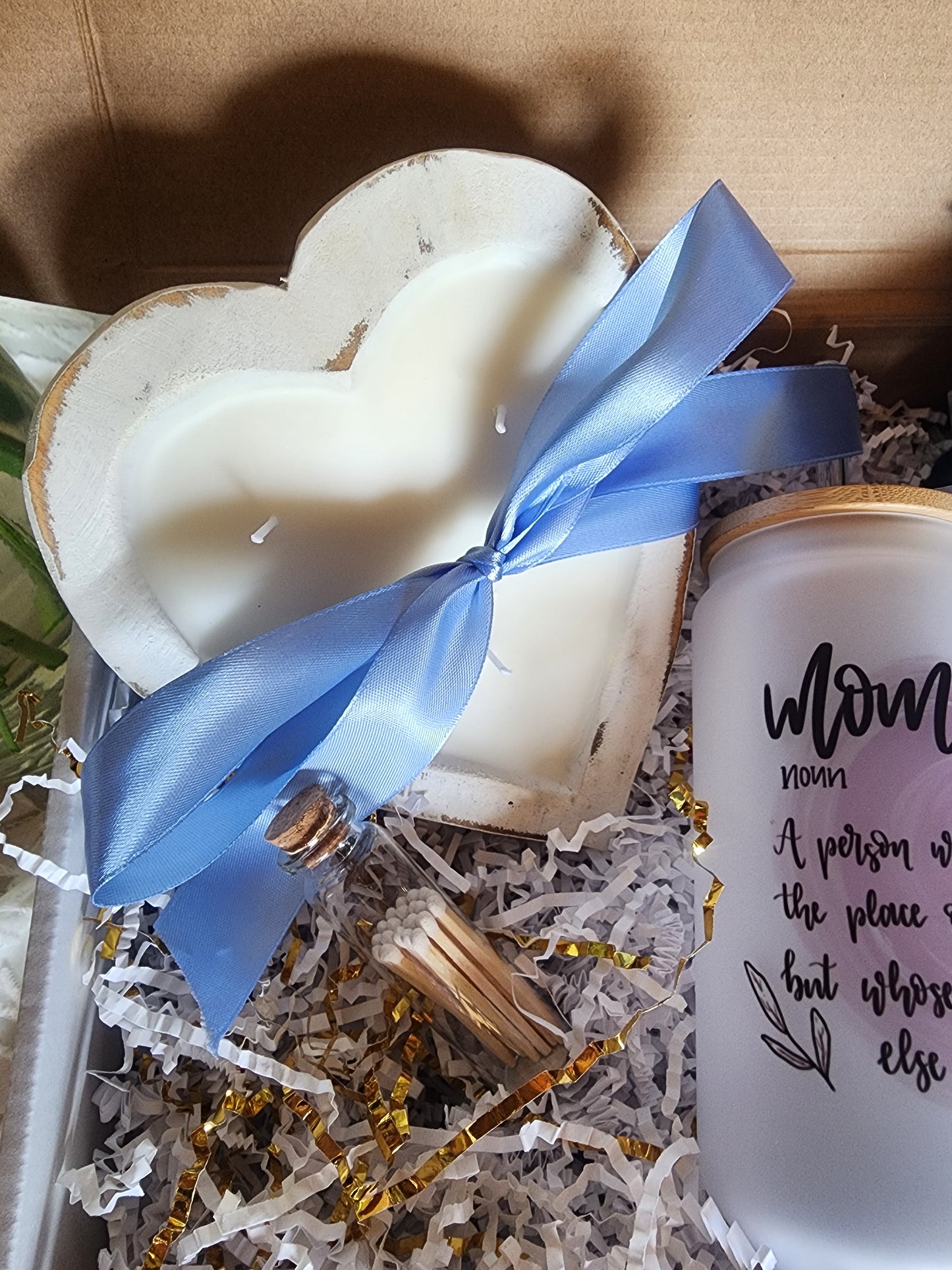 Comfort & Care Gift Basket with Mom Noun Beer Glass