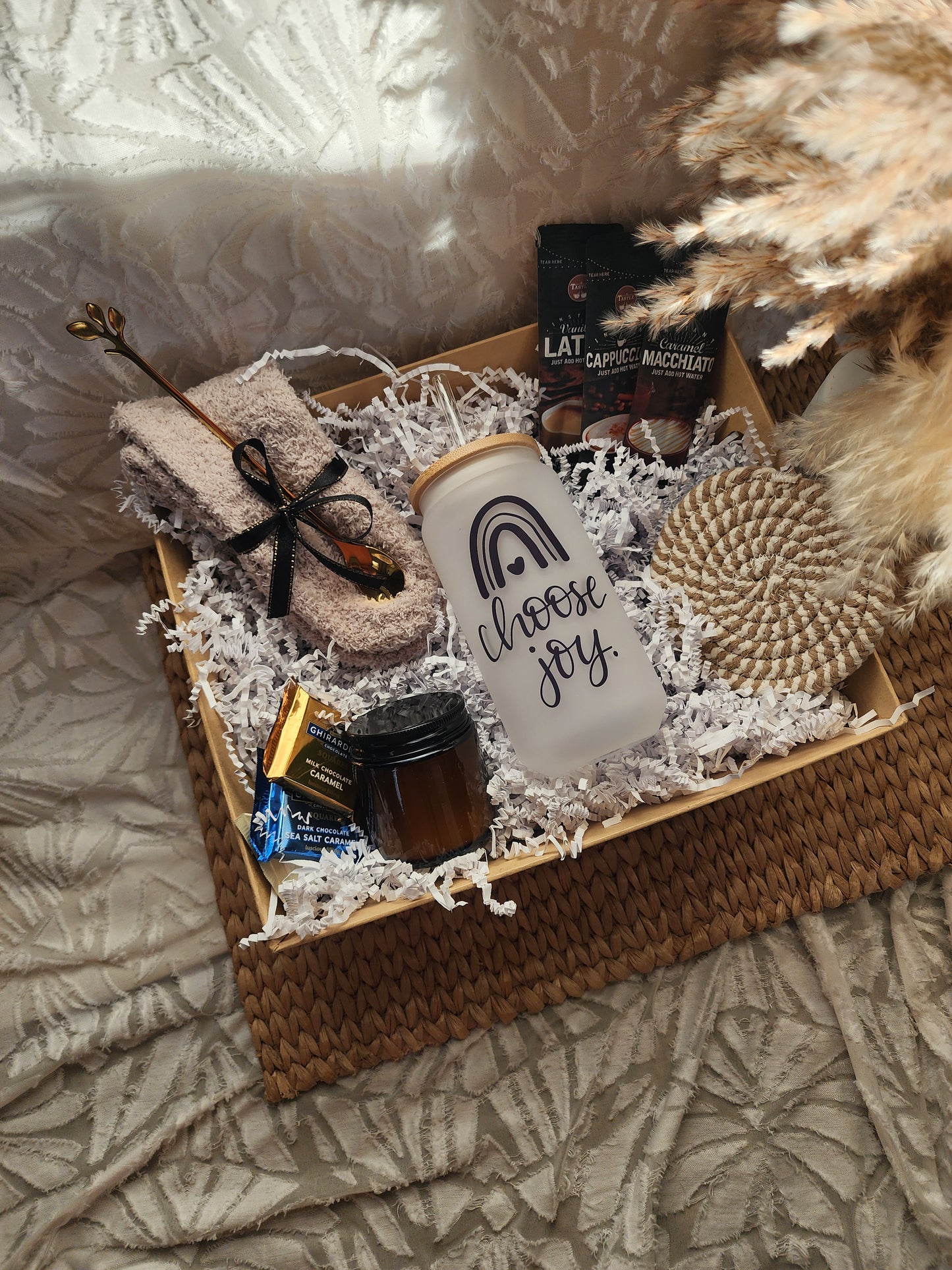 Sip of Joy Gift Basket with Choose Joy 18oz Beer Glass
