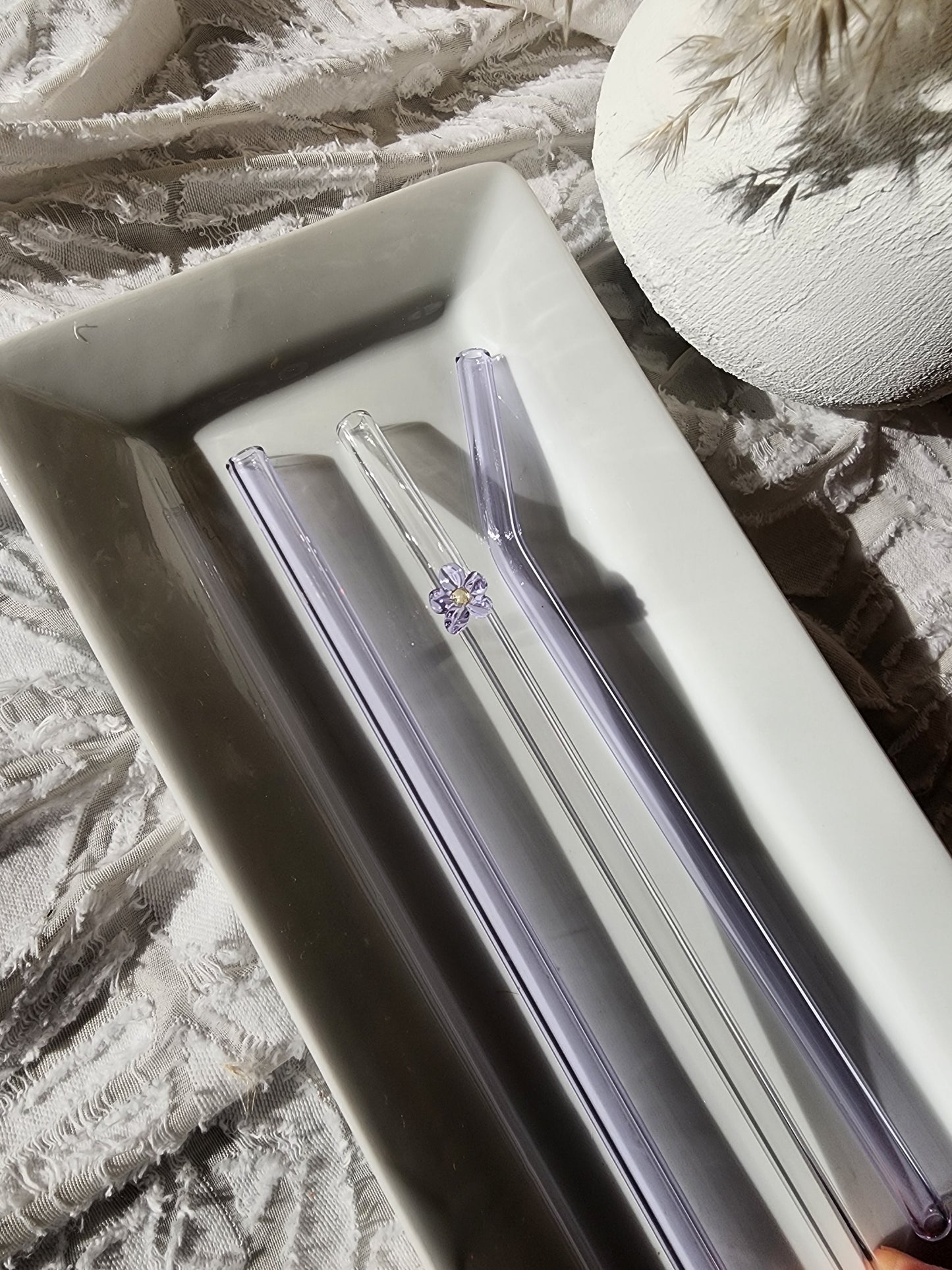 All Lavender Glass Straw Set