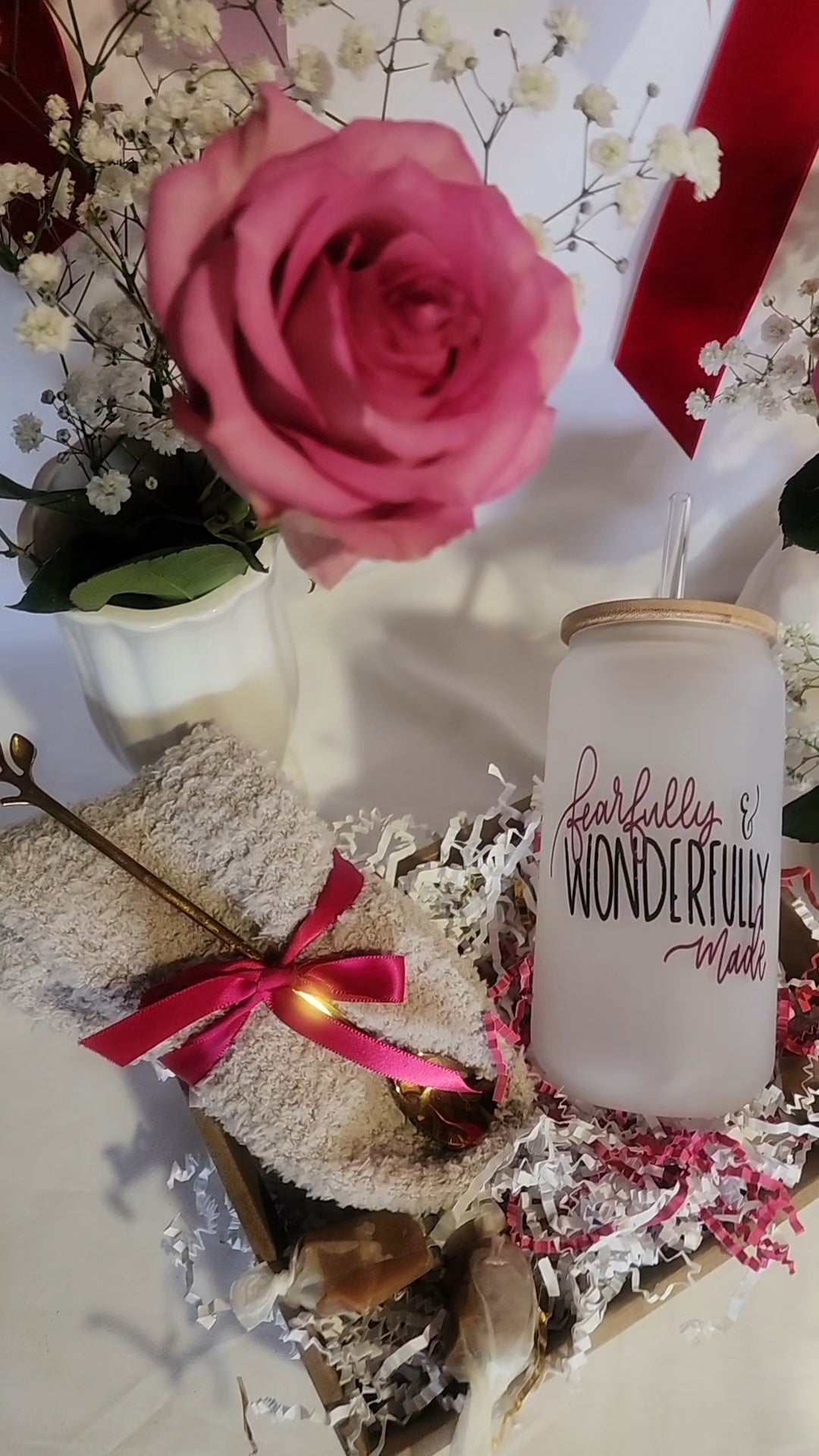 Cup of Cozy Gift Basket with 18oz Beer Glass - Fearfully & Wonderfully Made