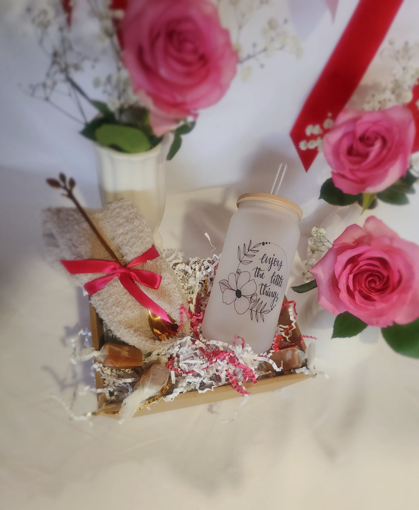 Cup of Cozy Gift Basket with 18oz Enjoy the Little Things Beer Glass