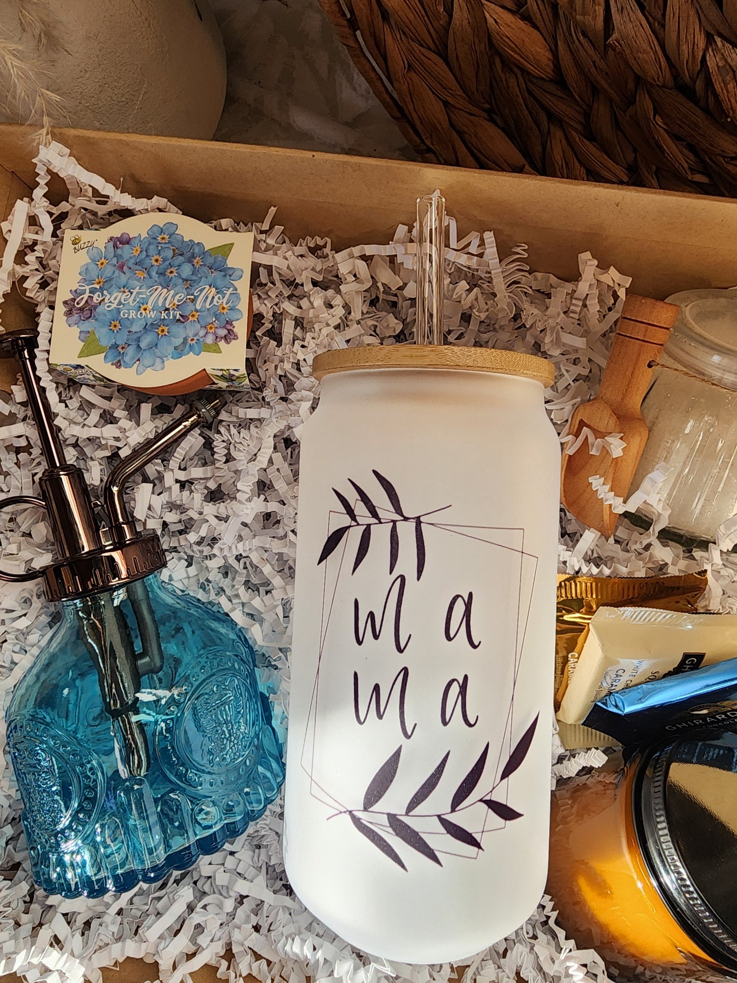 Bloom & Relax Gift Basket with 18oz Beer Glass - Mama