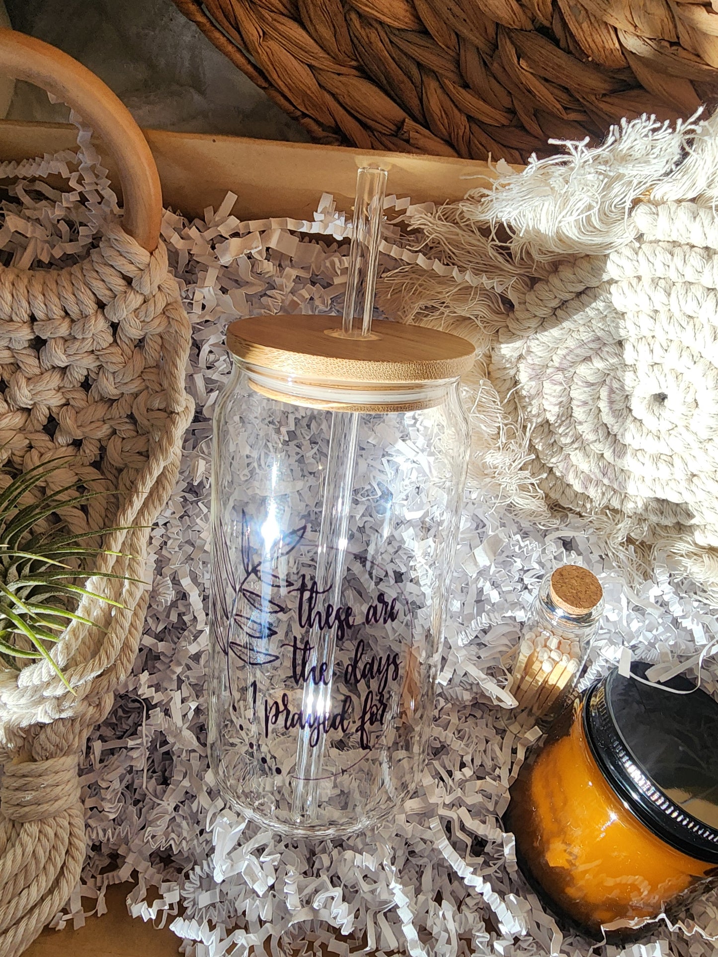 Plant Lovers Gift Basket with 18oz Beer Glass - These are the Days I Prayed For