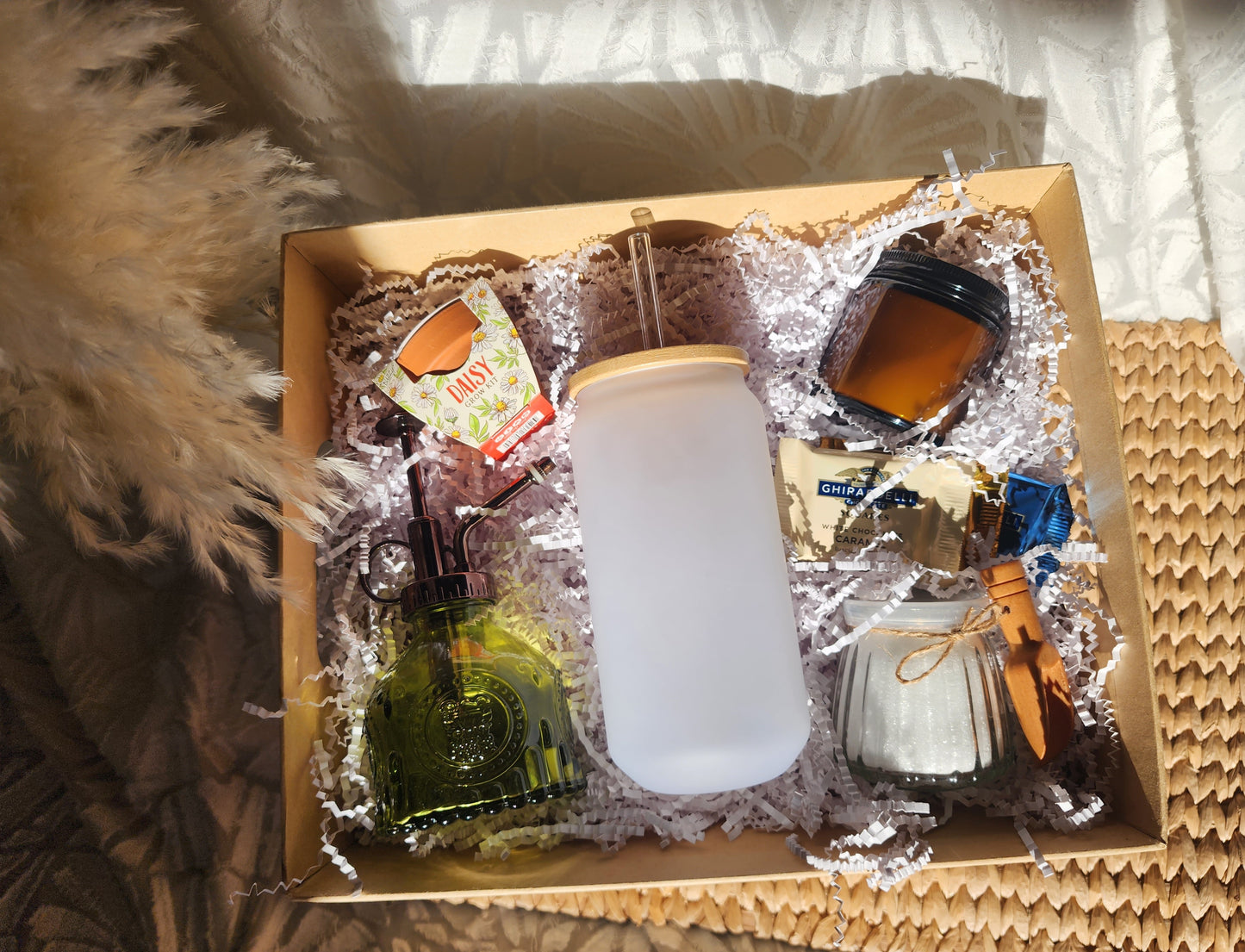 Bloom & Relax Gift Basket with 18oz Frosted Beer Glass