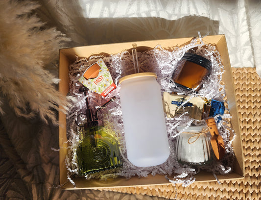 Bloom & Relax Gift Basket with 18oz Frosted Beer Glass