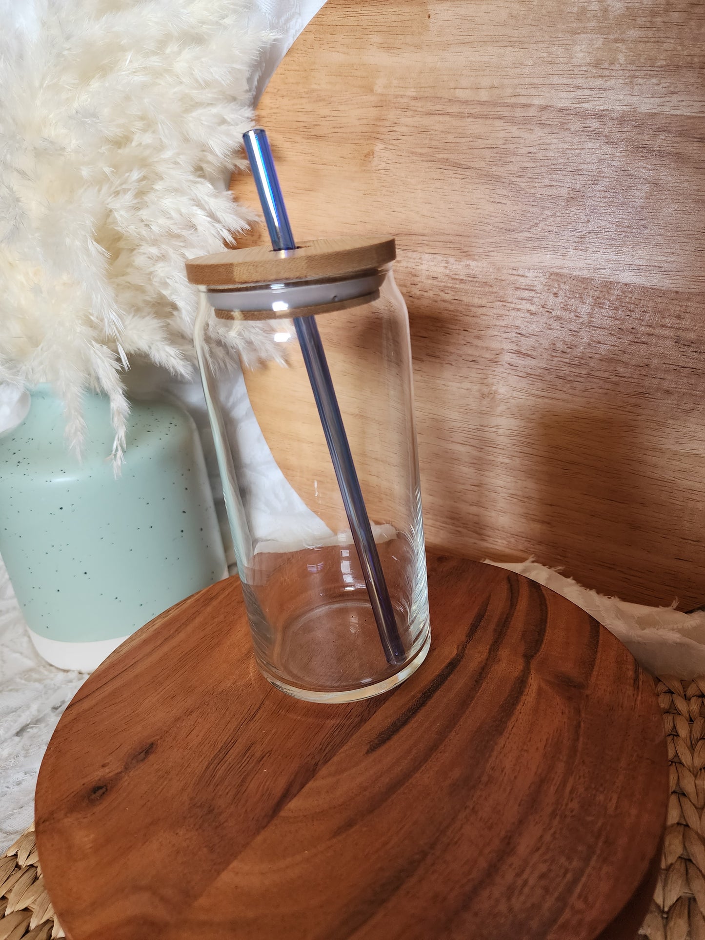 Iridescent & Clear Straight Glass Straws