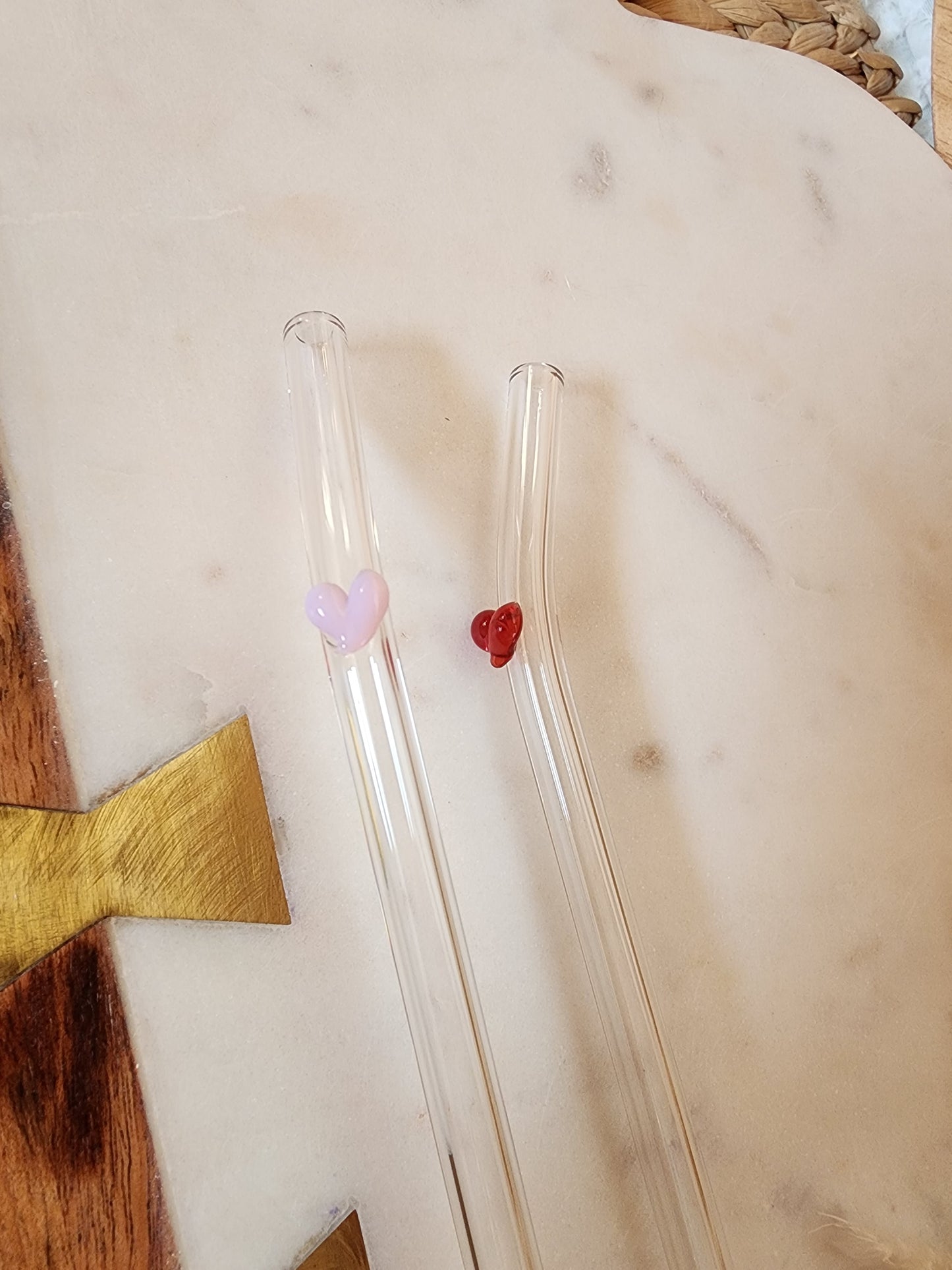 Heart Glass Straw