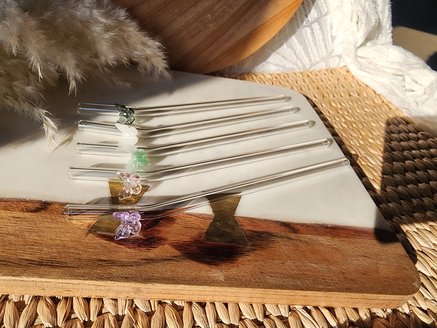 Pastel Butterfly Glass Straw