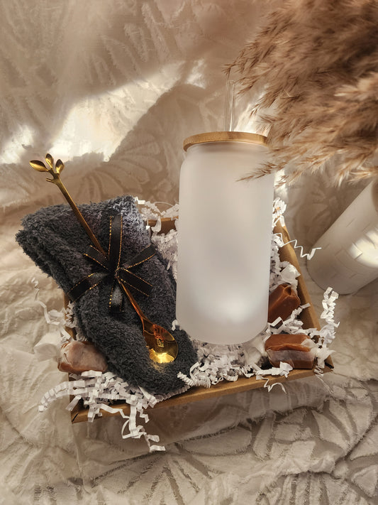 Cup of Cozy Gift Basket with 18oz Frosted Beer Glass
