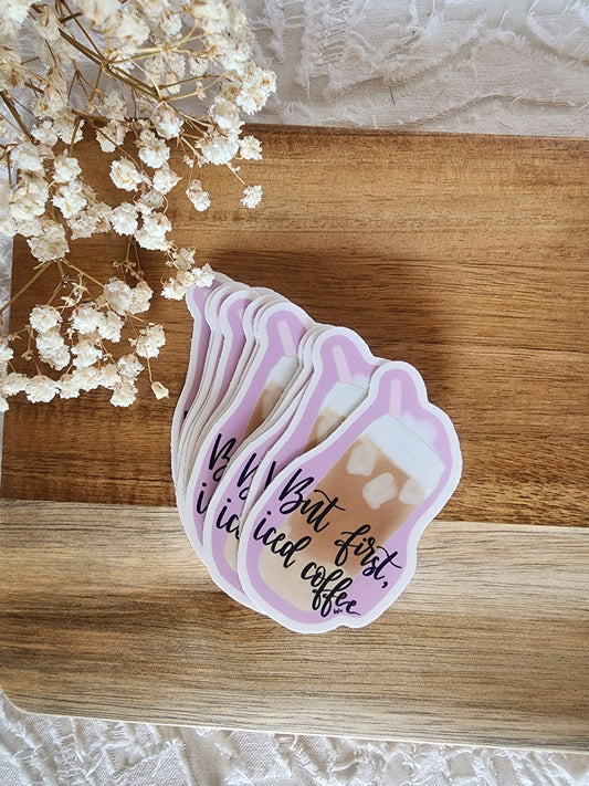 But first, iced coffee sticker