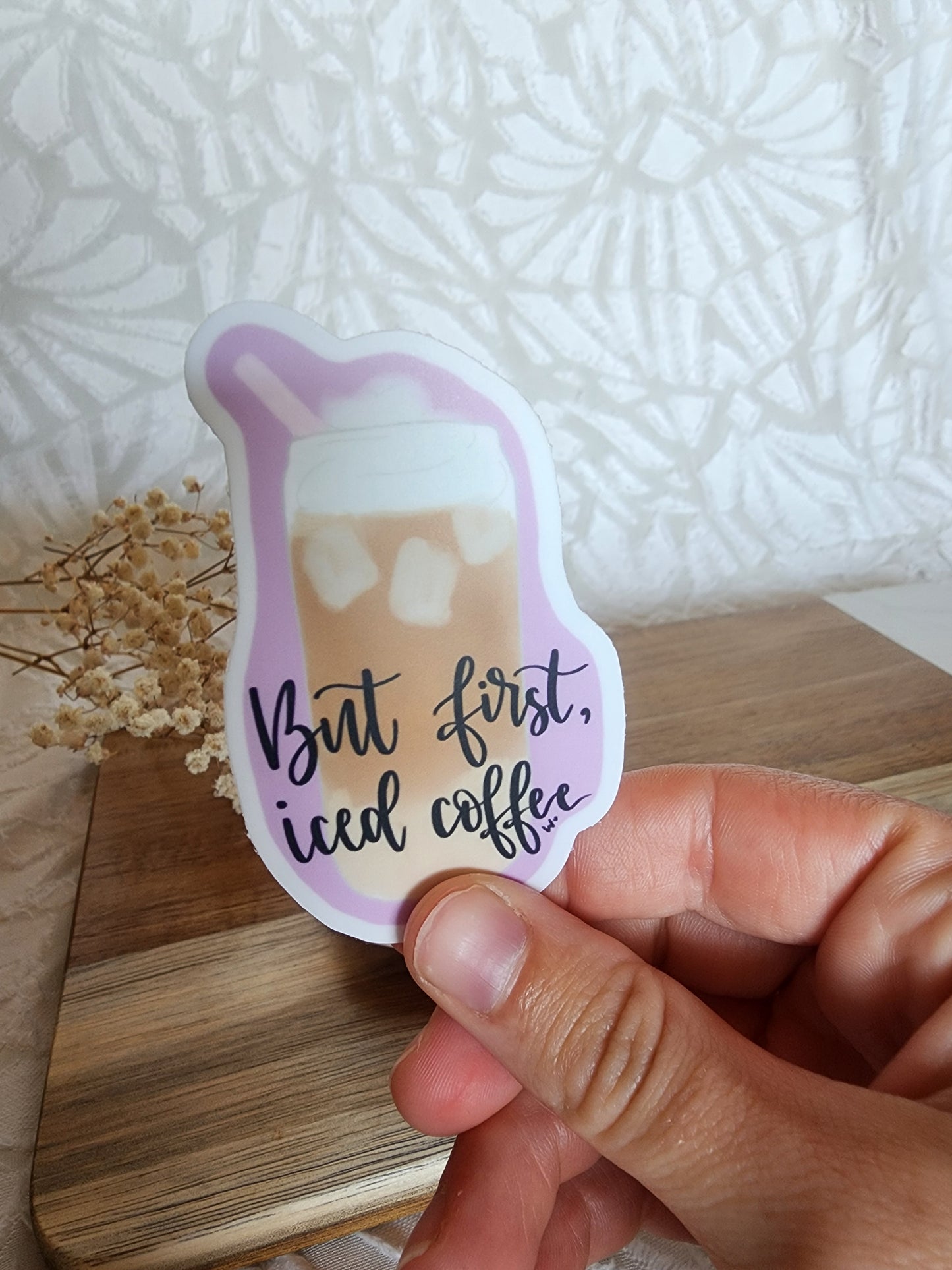 But first, iced coffee sticker