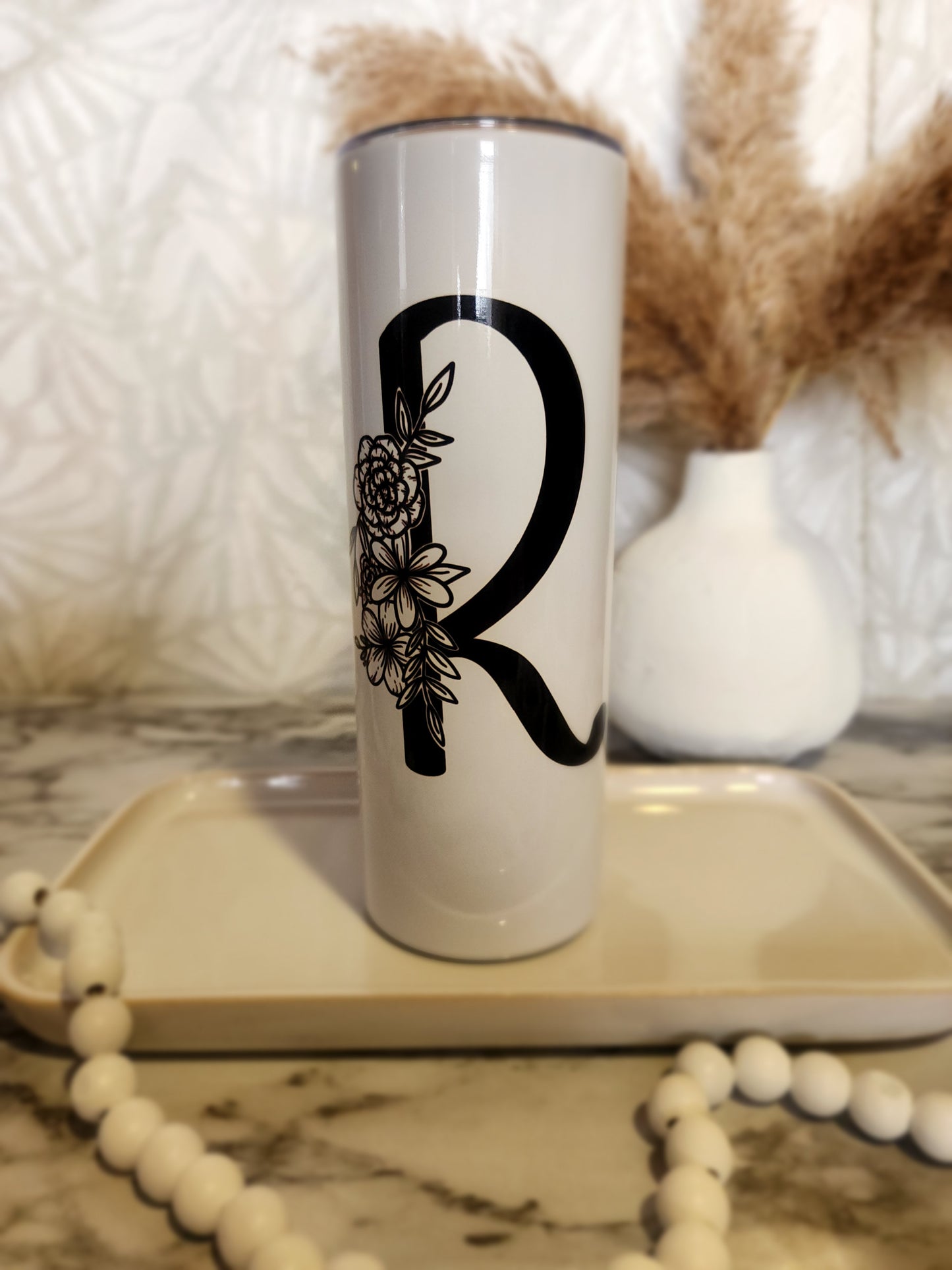 Foral Letter with Name - 20oz Waterbottle