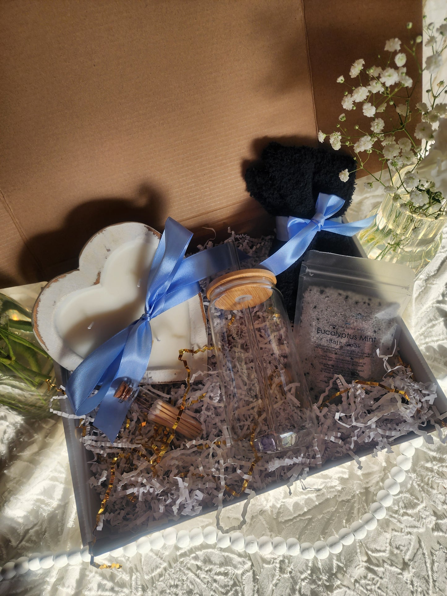 Comfort & Care Gift Basket with Custom Drinkware