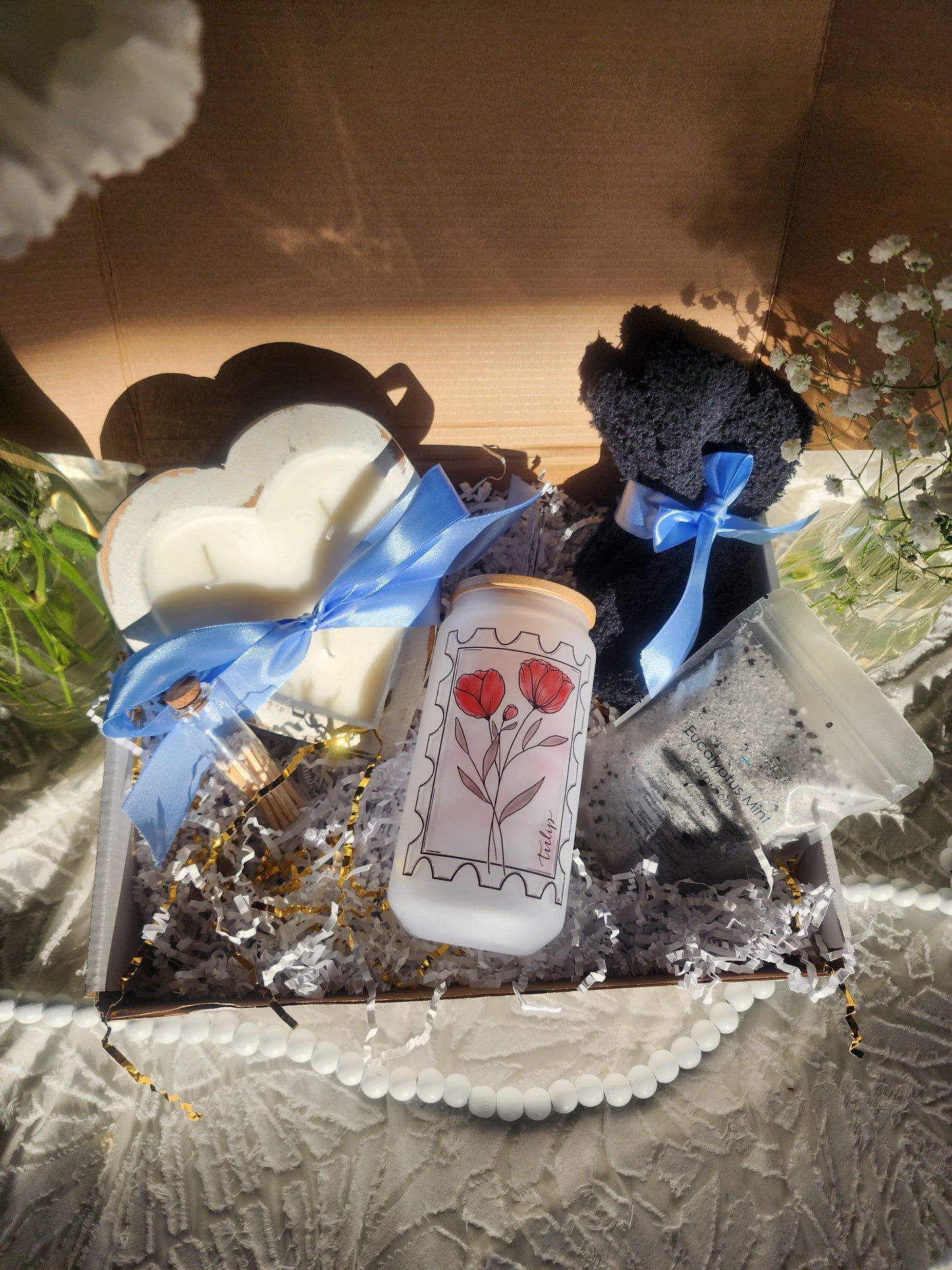 Comfort & Care Gift Basket with Tulip Dreams Beer Glass