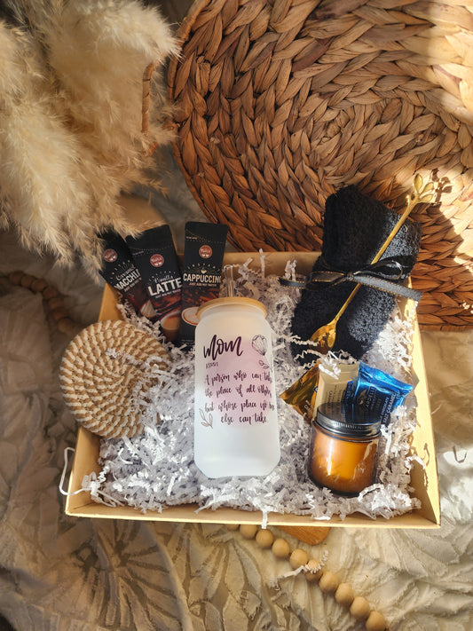 Sip of Joy Gift Basket with 18oz Beer Glass - Mom Noun