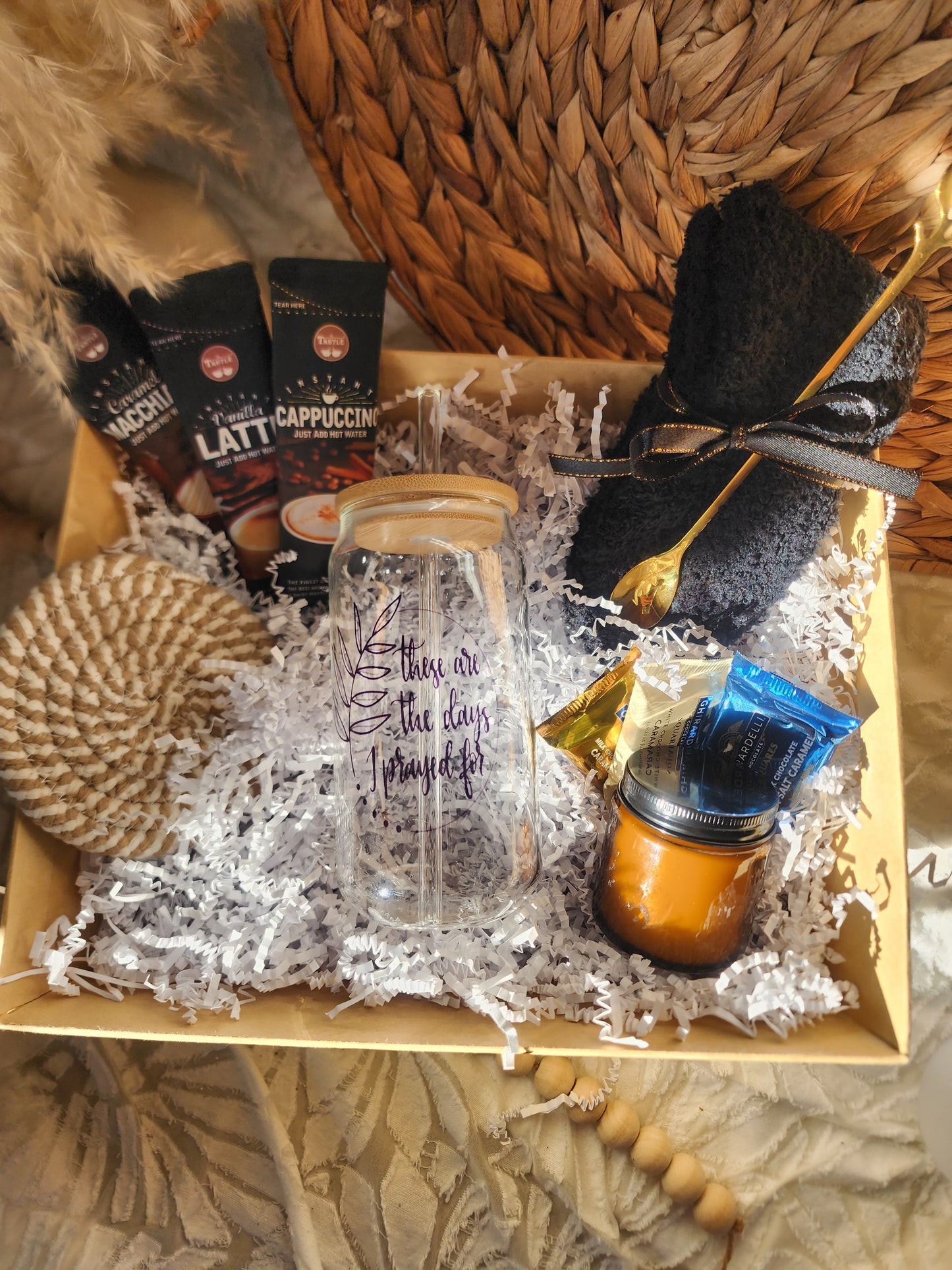Sip of Joy Gift Basket with 18oz Beer Glass - These are the Day I Prayed For