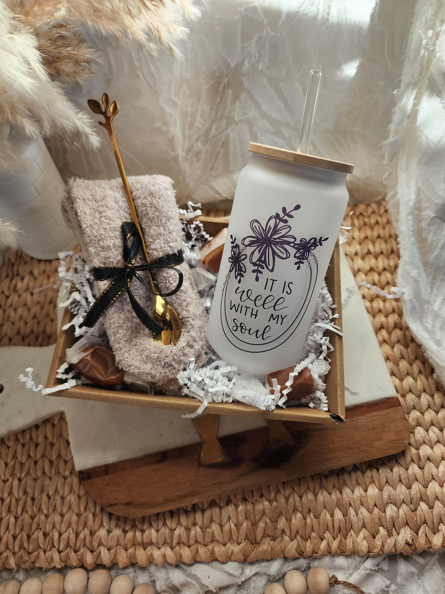 Cup of Cozy Gift Basket with 18oz It is Well with my Soul Beer Glass