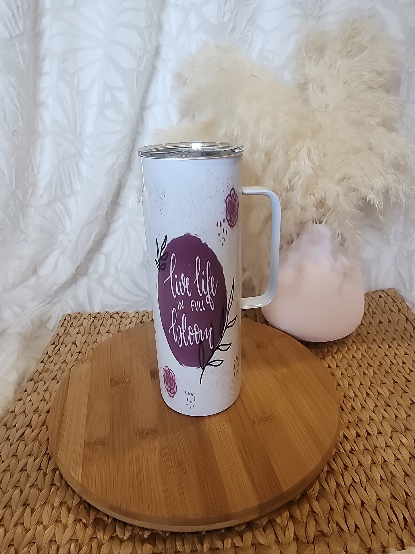 20oz Water bottle with Handle  - Live Life in Full Bloom {Blemished}