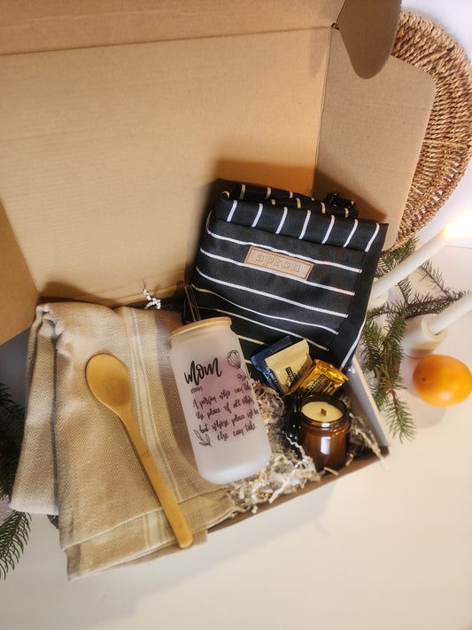 Homemaker Happiness Gift Basket with 18oz Beer Glass - Mom Noun