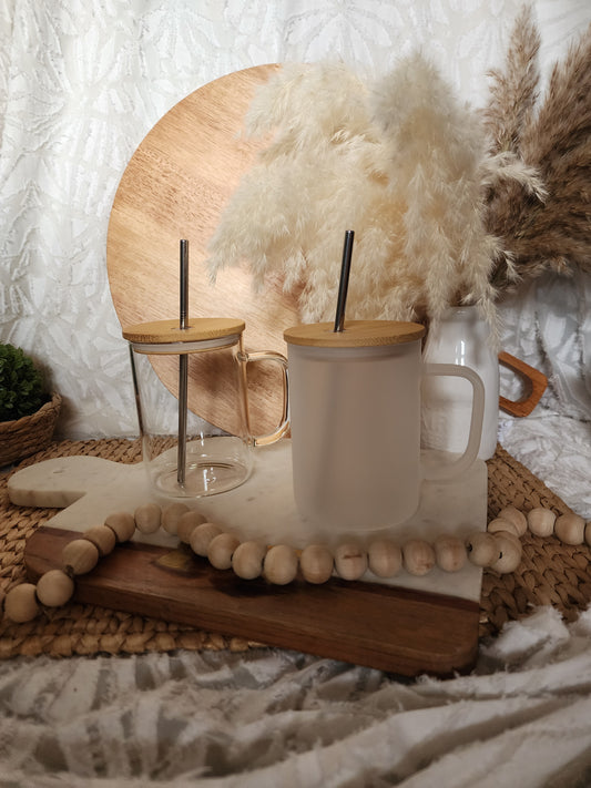 Custom- 16oz Glass Mugs with Handle