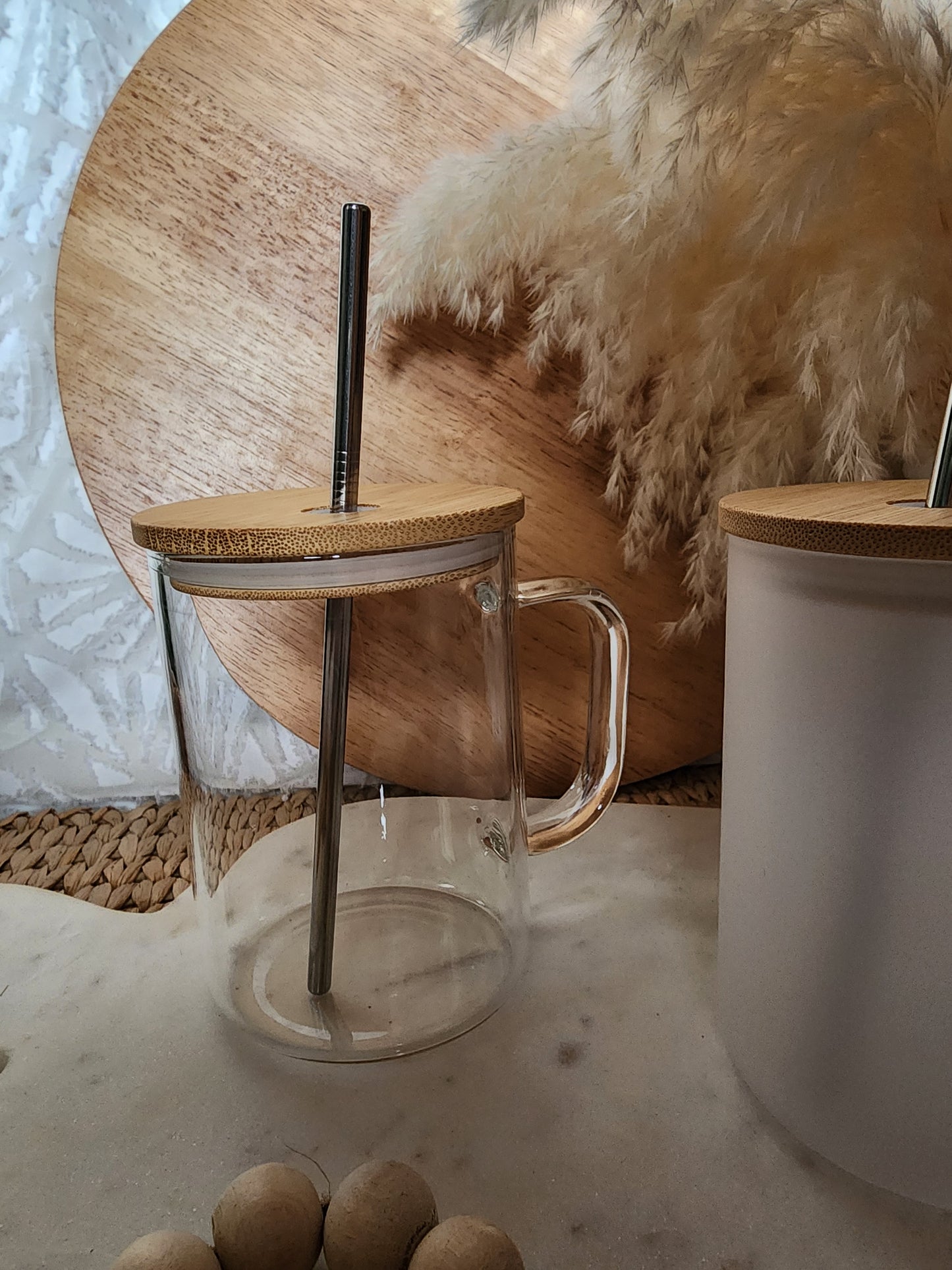 Custom- 16oz Glass Mugs with Handle