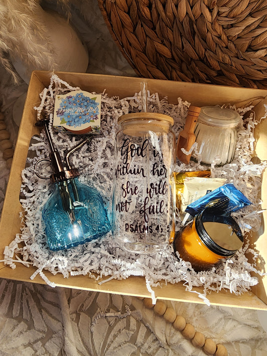 Bloom & Relax Gift Basket with 18oz Beer Glass - God is Within Her