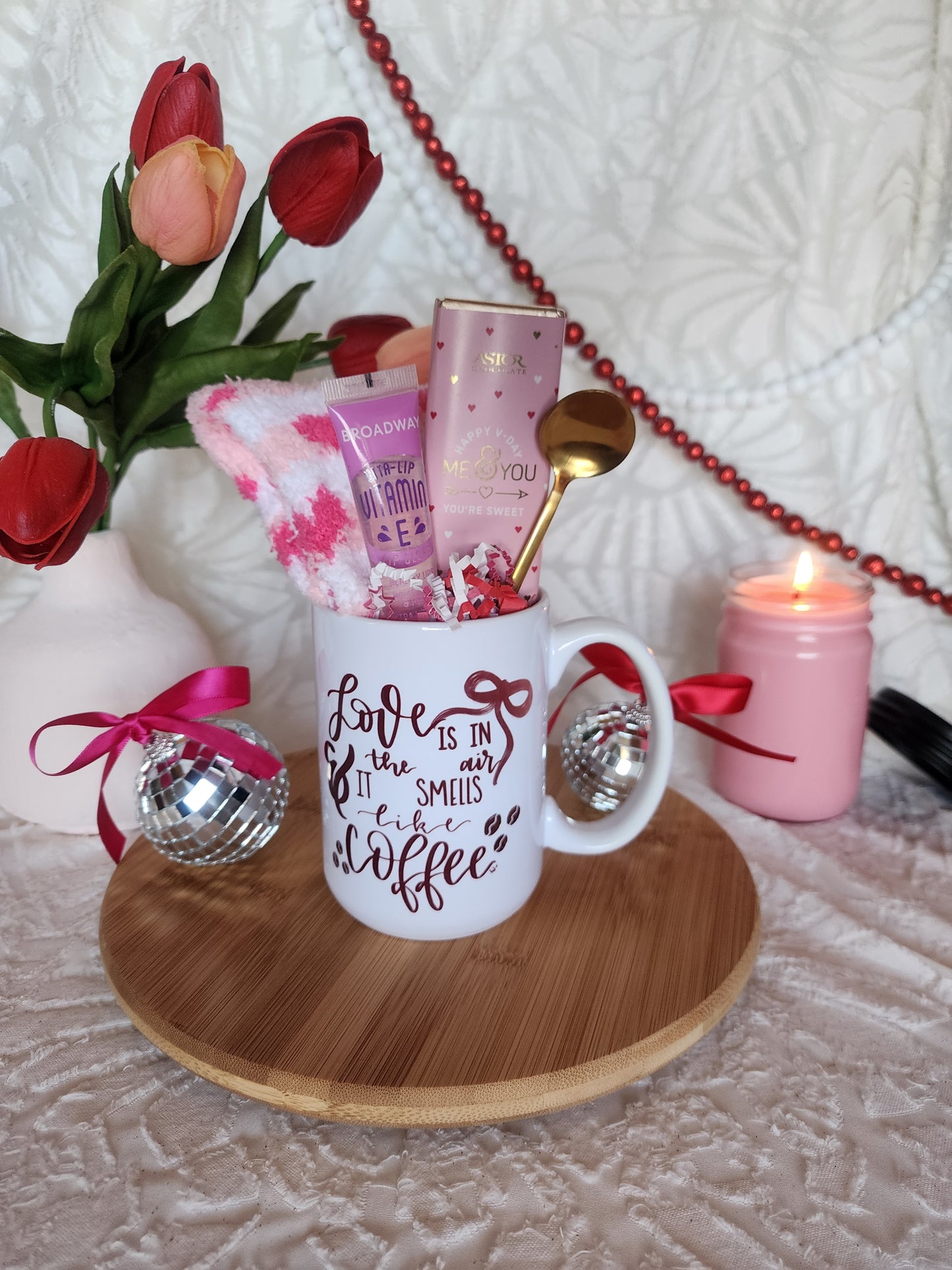 Full of Happiness Gift Basket with Love is in the Air & It smells like Coffee