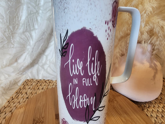 20oz Water bottle with Handle  - Live Life in Full Bloom {Blemished}