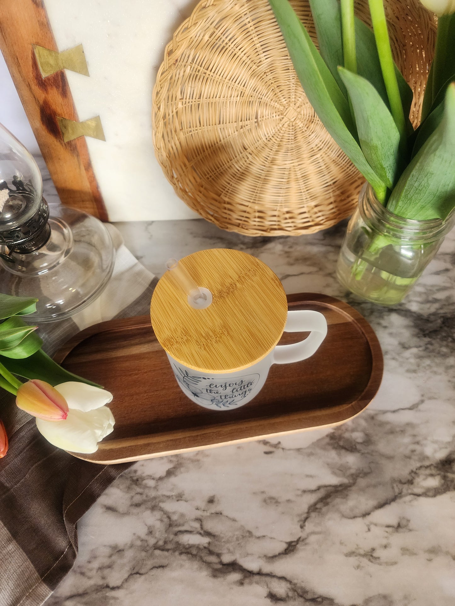 17oz Glass Mug - Enjoy the little things