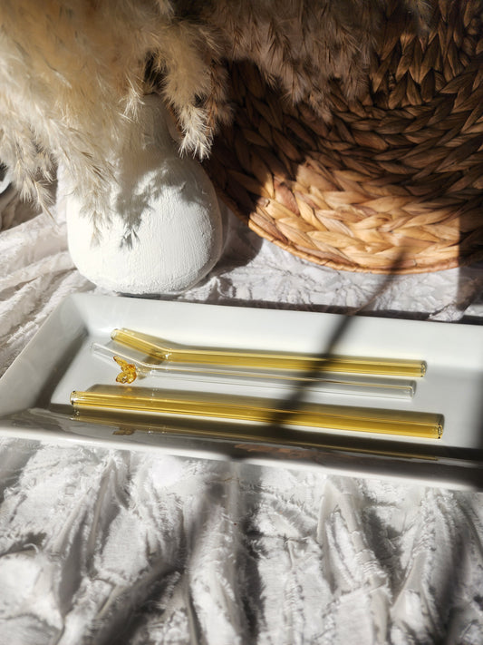 All Yellow Glass Straw Set