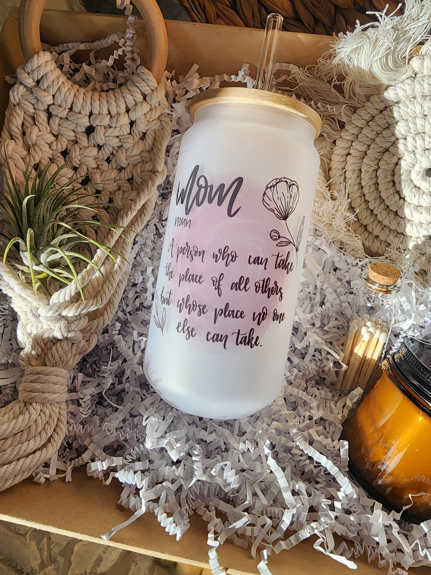Plant Lovers Gift Basket with 18oz Beer Glass - Mom Noun