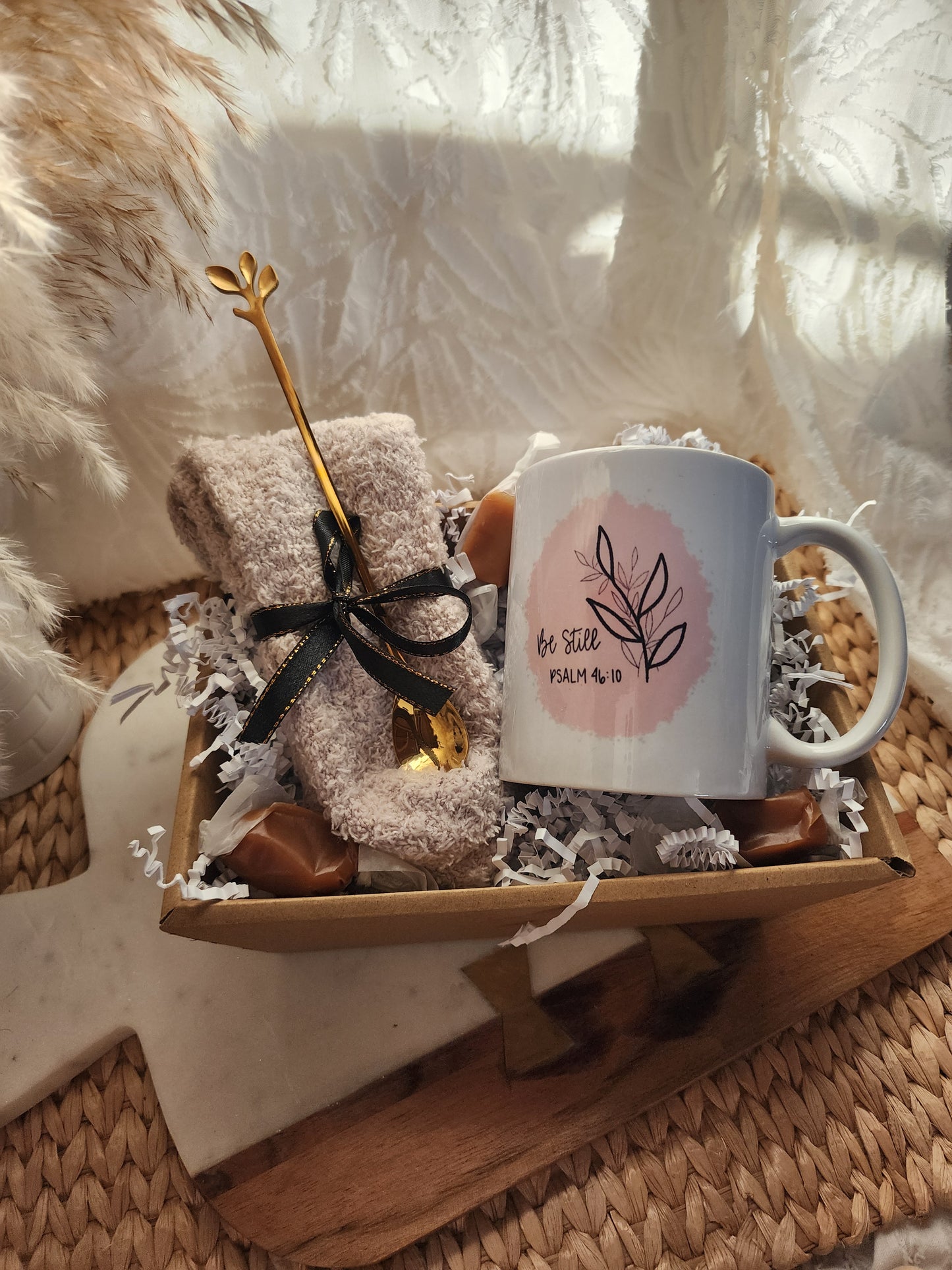 Cup of Cozy Gift Basket with Be Still Coffee Cup
