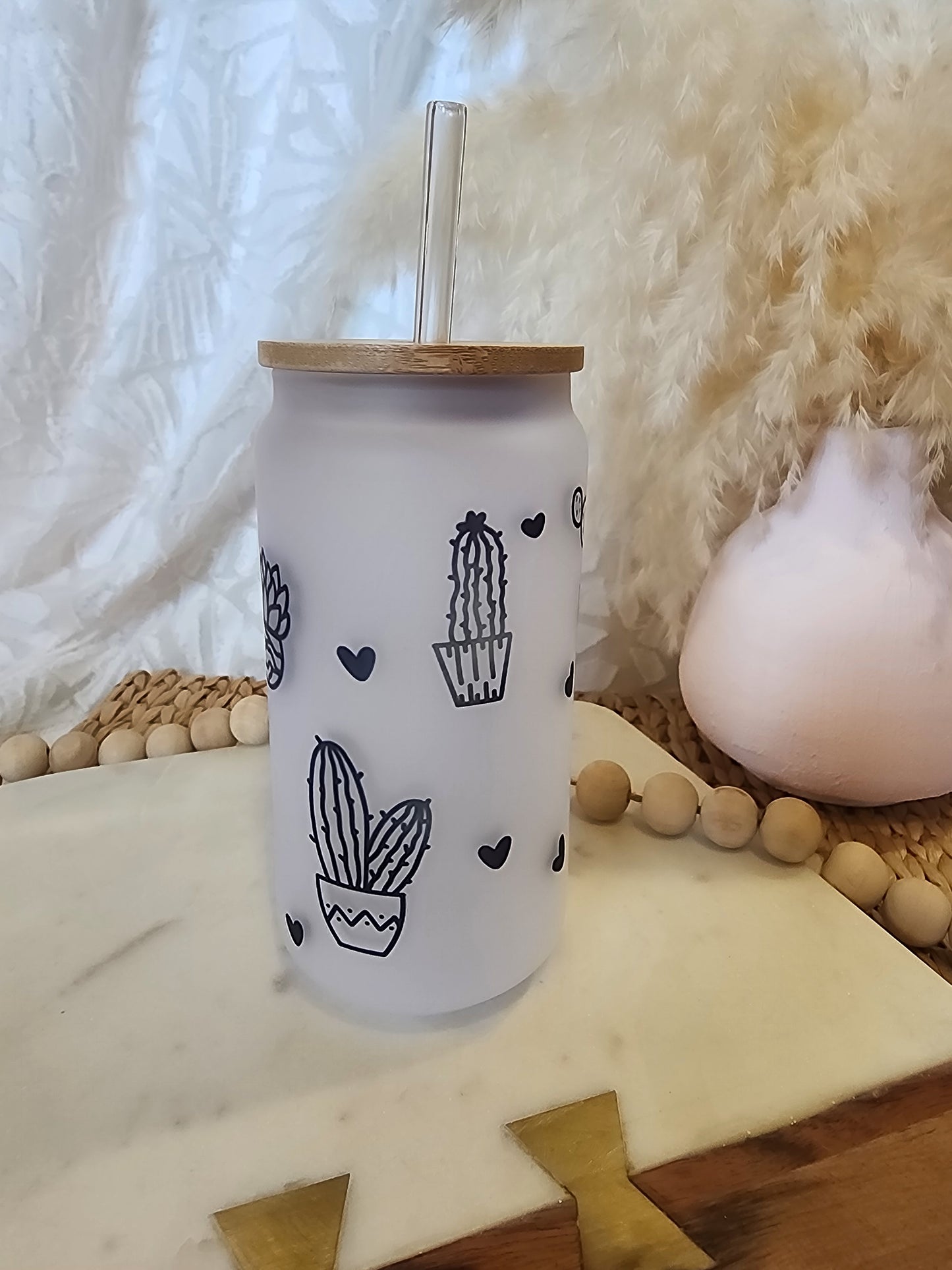 18oz Frosted Beer Glass - Cactus Lovers Dream {Blemished}