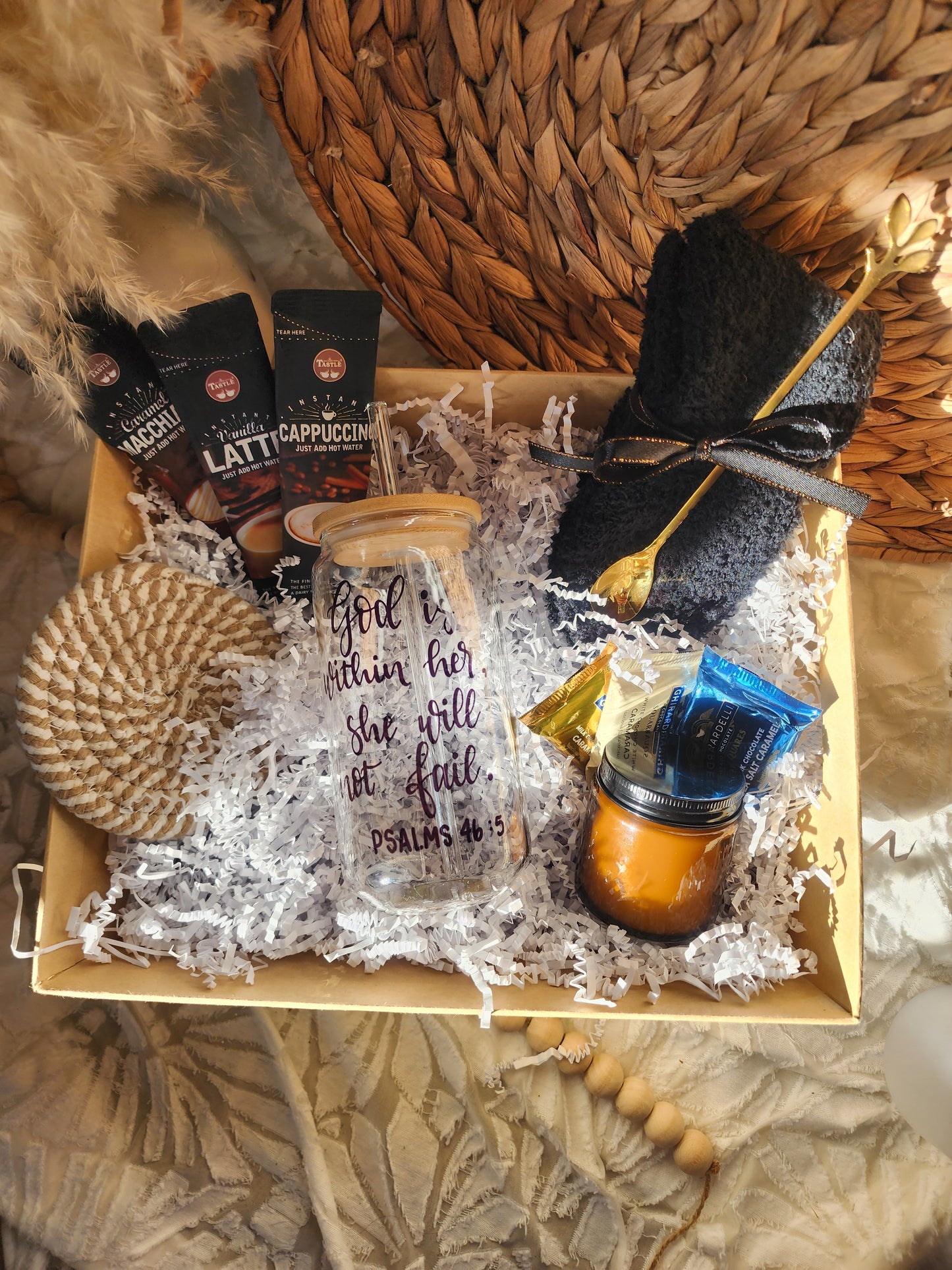 Sip of Joy Gift Basket with 18oz Beer Glass - God is Within Her