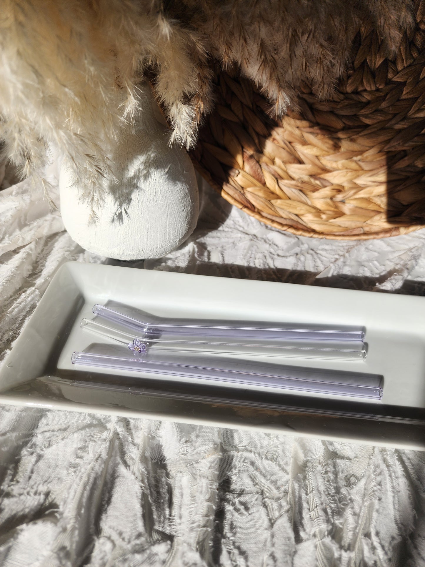 All Lavender Glass Straw Set