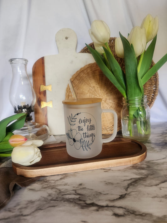 17oz Glass Mug - Enjoy the little things