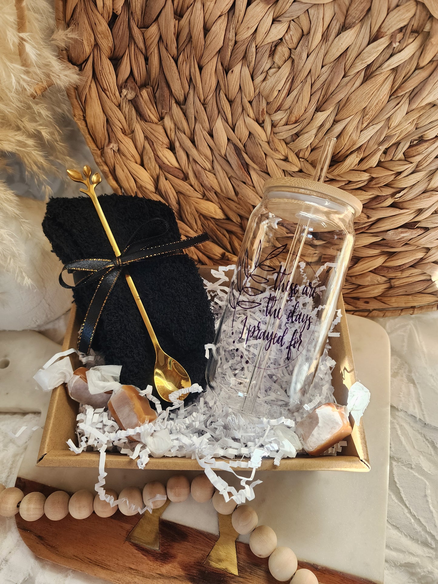 Cup of Cozy Gift Basket with 18oz Beer Glass - These are the Days I Prayed For