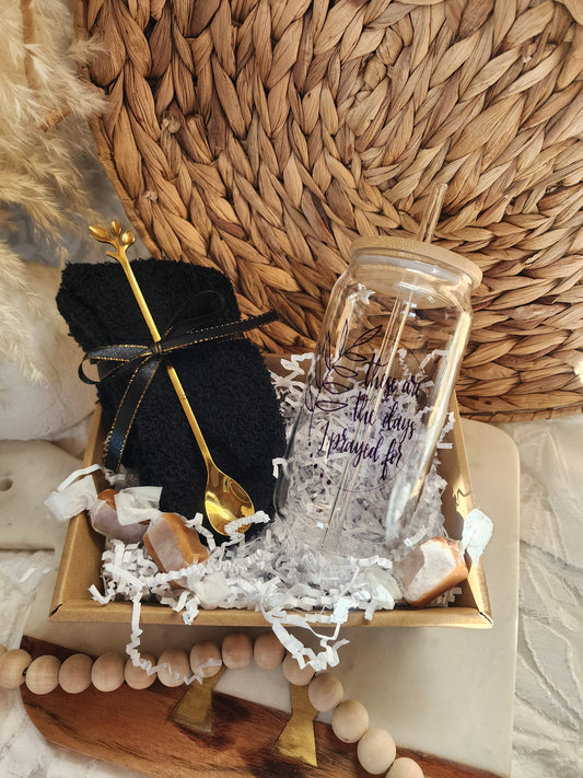 Cup of Cozy Gift Basket with 18oz Beer Glass - These are the Days I Prayed For