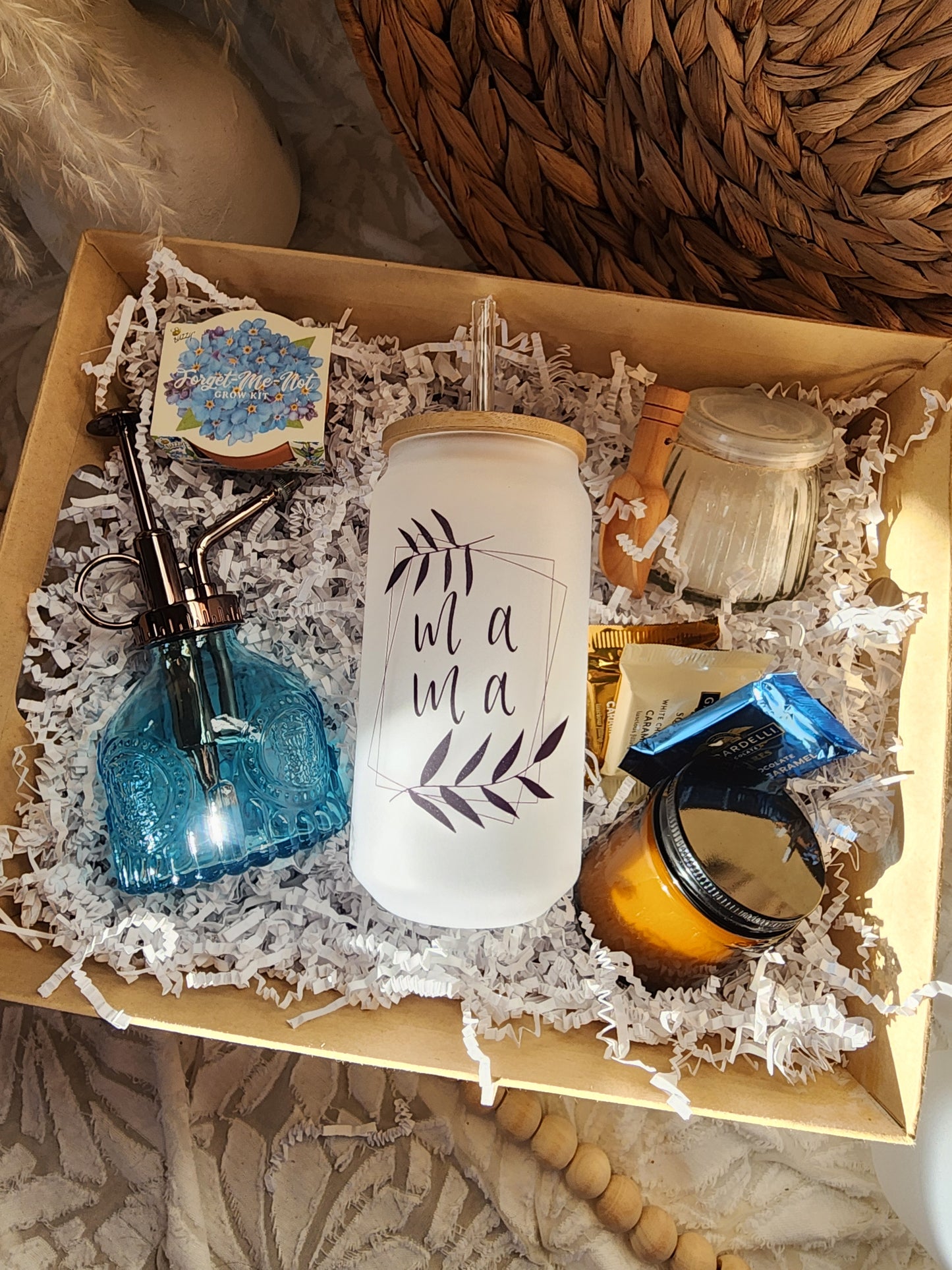 Bloom & Relax Gift Basket with 18oz Beer Glass - Mama