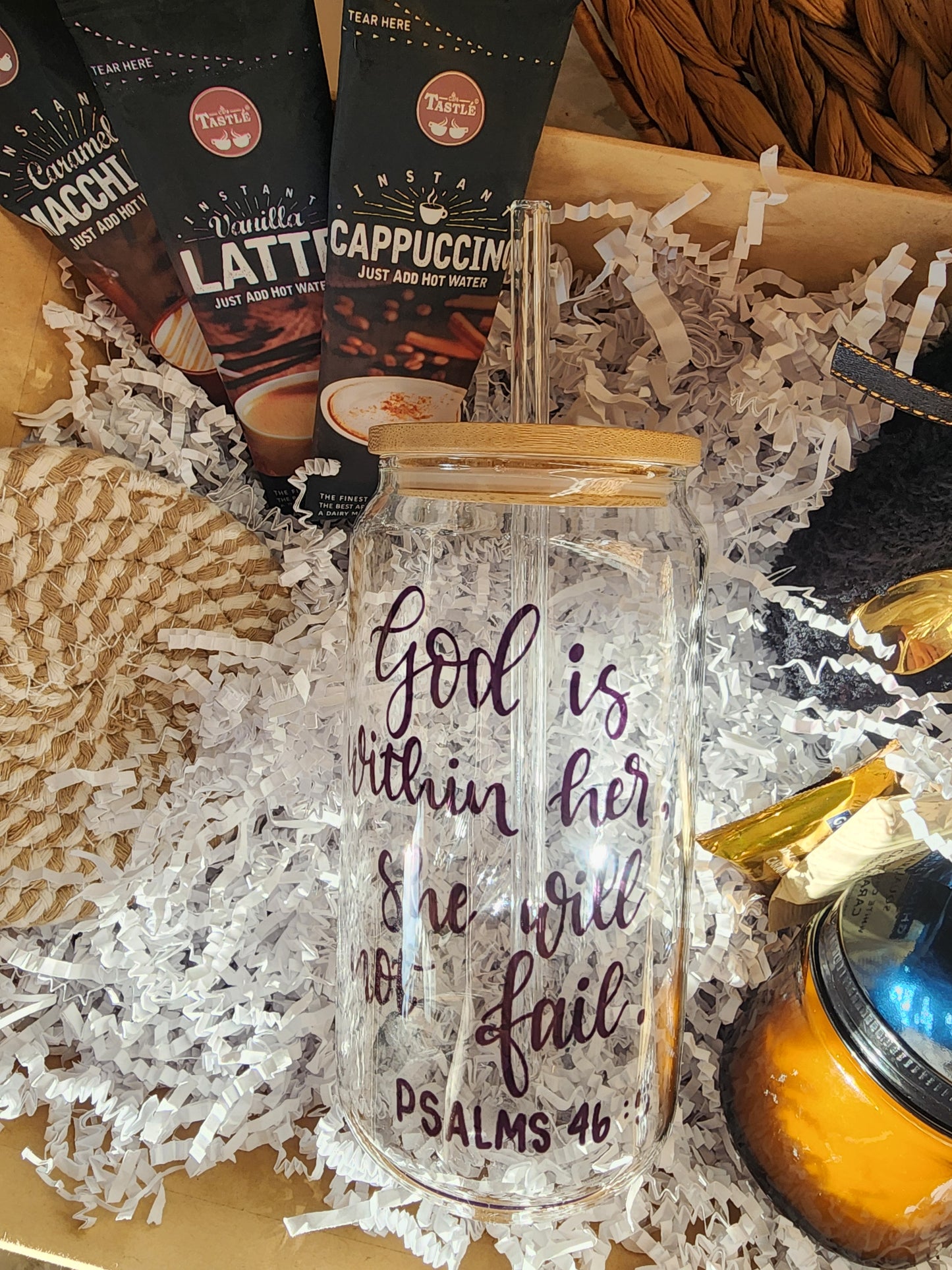 Sip of Joy Gift Basket with 18oz Beer Glass - God is Within Her