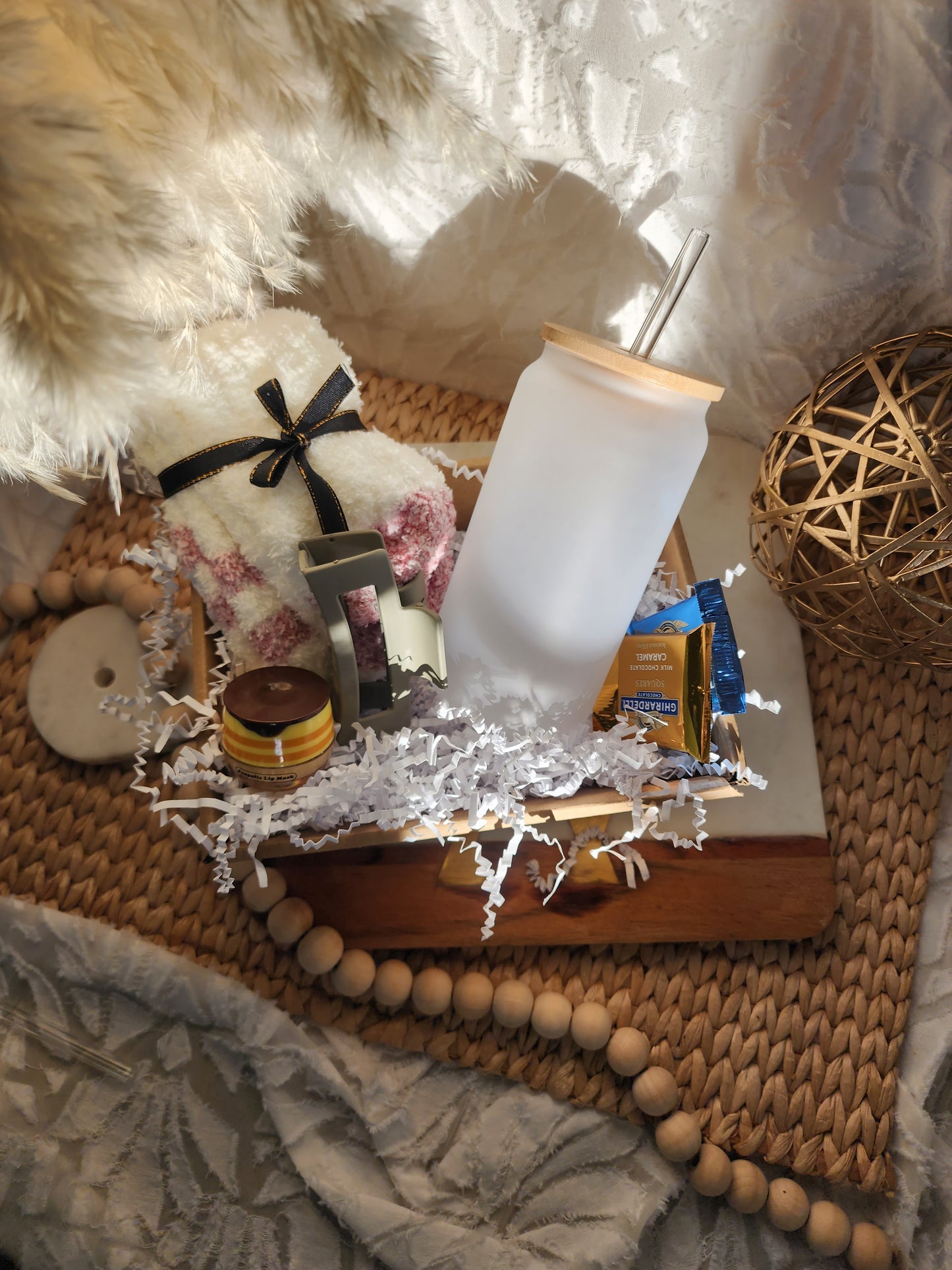 Selfcare Gift Basket with 18oz Beer Glass