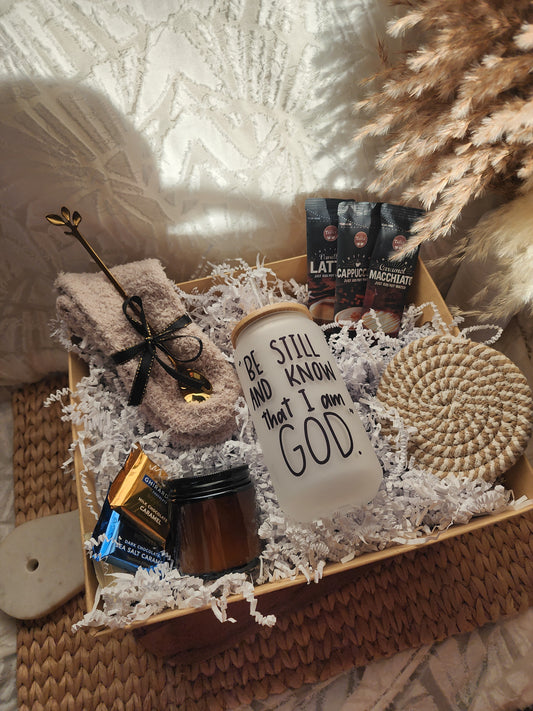 Sip of Joy Gift Basket with 18oz Be Still Beer Glass