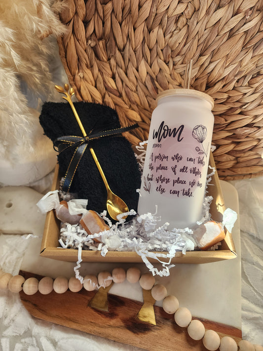 Cup of Cozy Gift Basket with 18oz Beer Glass - Mom Noun