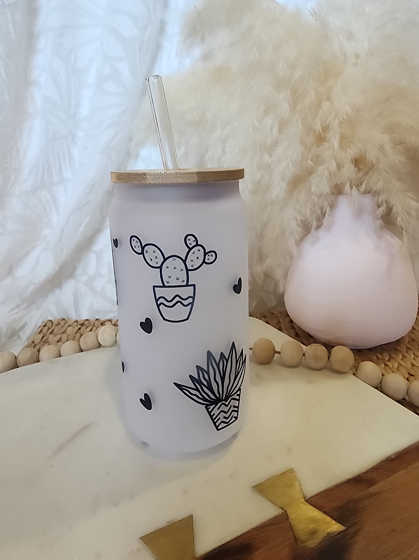 18oz Frosted Beer Glass - Cactus Lovers Dream {Blemished}