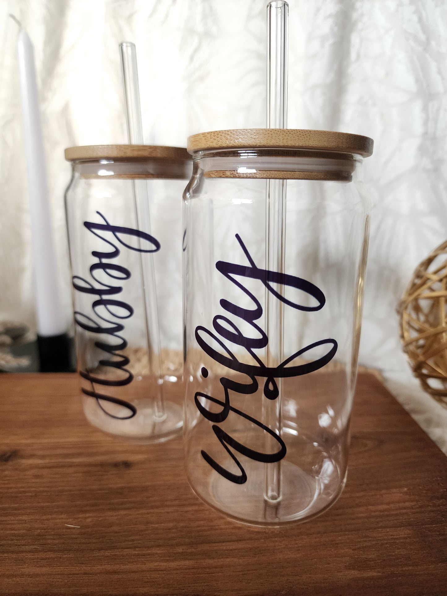 Hubby & Wifey Clear Beer Glass Set