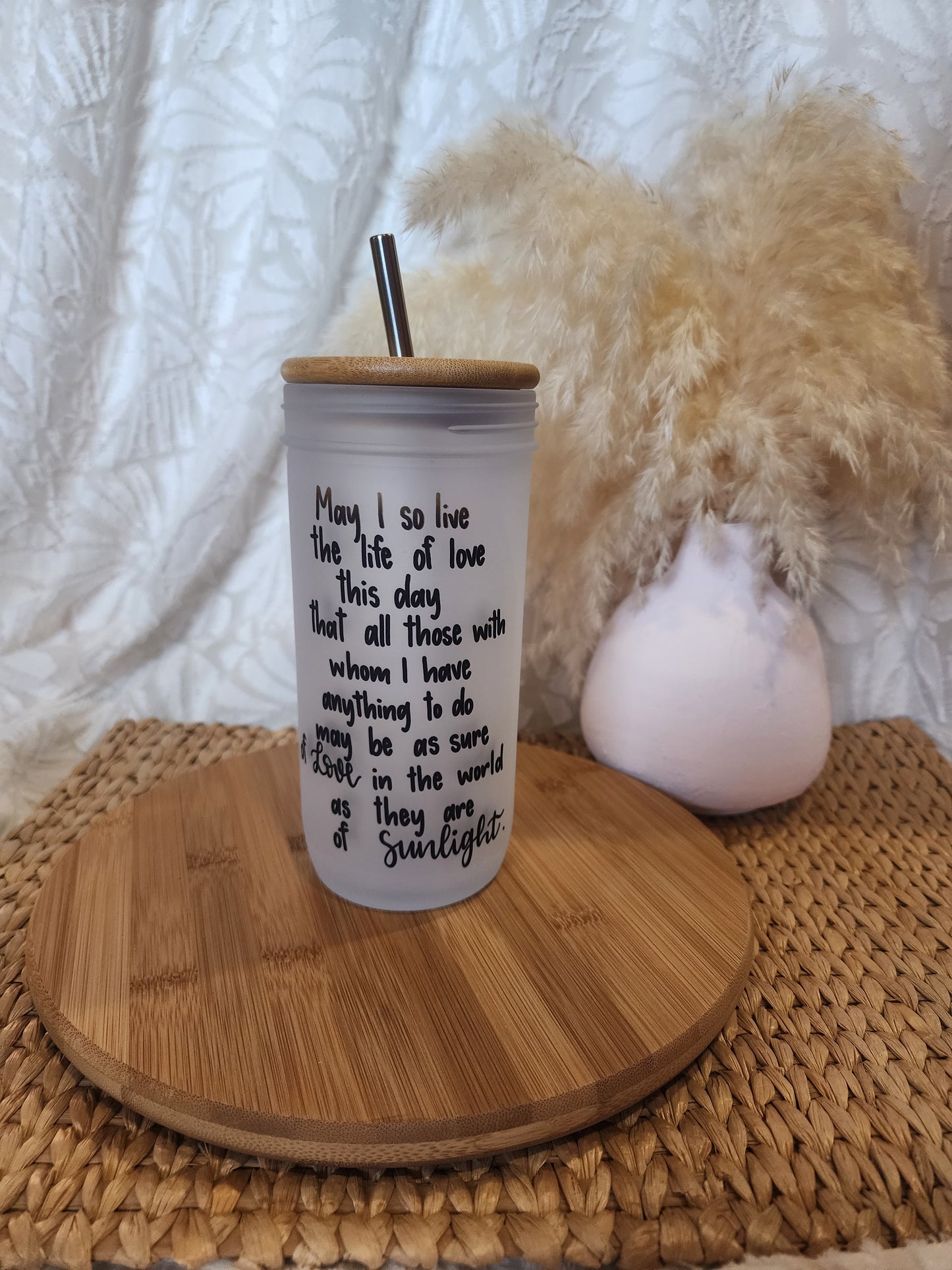24oz Frosted Mason Jar Tumbler May I so Live saying {Blemished}