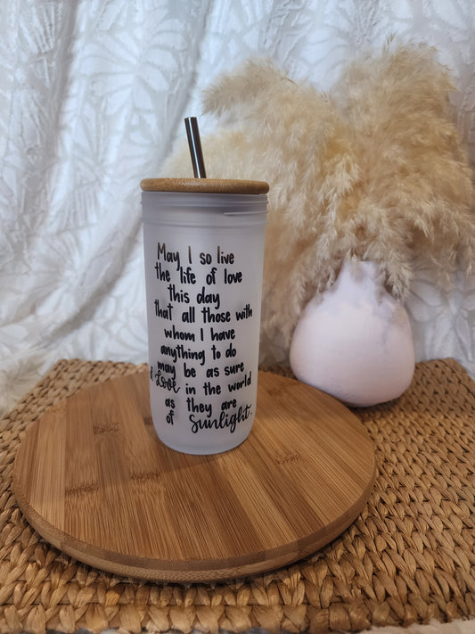 24oz Frosted Mason Jar Tumbler May I so Live saying {Blemished}